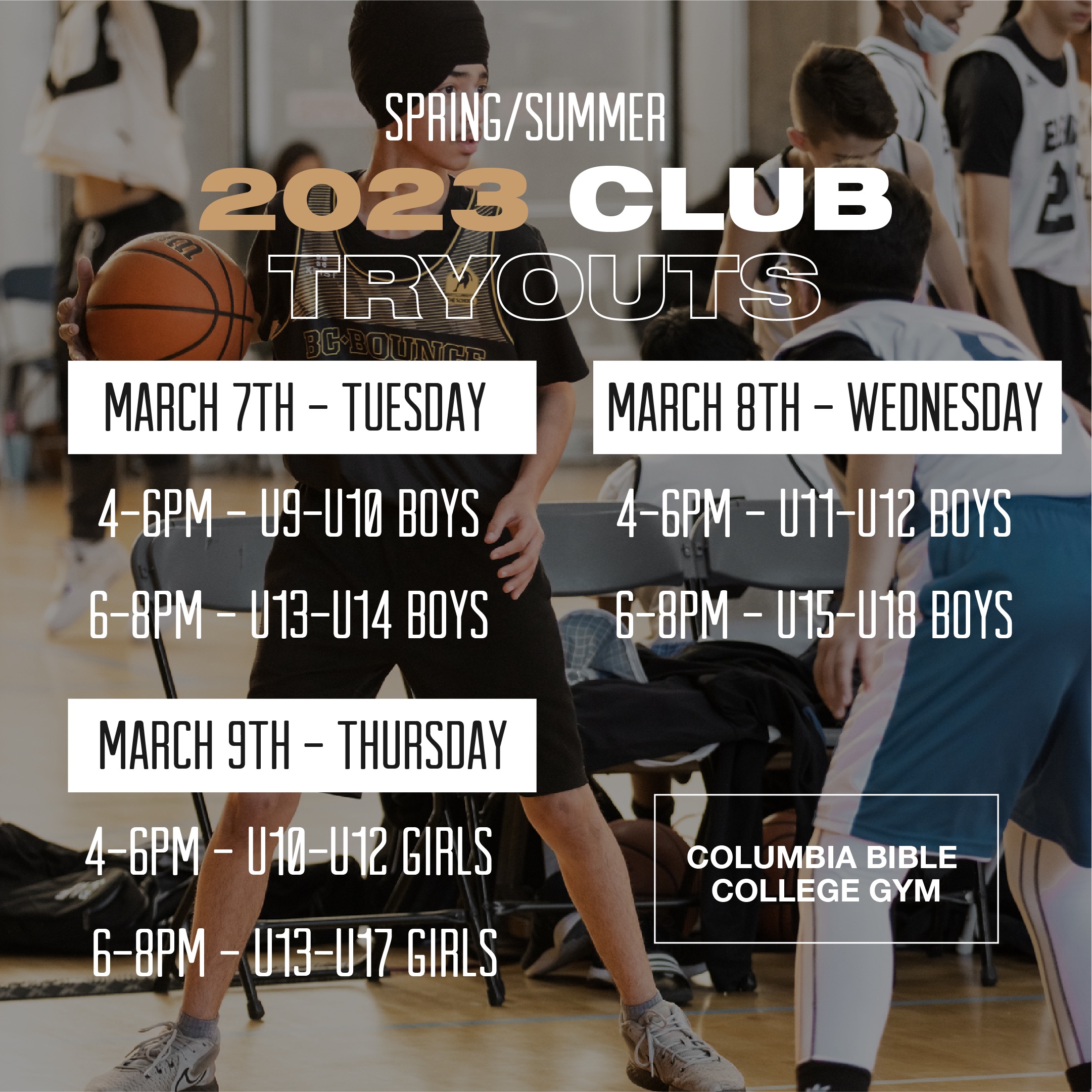 Spring Club try out schedule